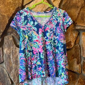 Lilly Pulitzer Multicolor Floral V-Neck Tee